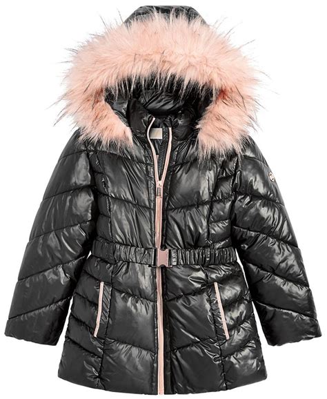 michael kors big boys hooded coat with faux fur trim|Kids' Michael Kors Coats & Jackets .